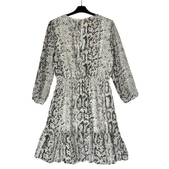 J. Crew Dress Cream Puff Sleeve Sheer Flounce Snakeskin Python - Picture 5 of 12